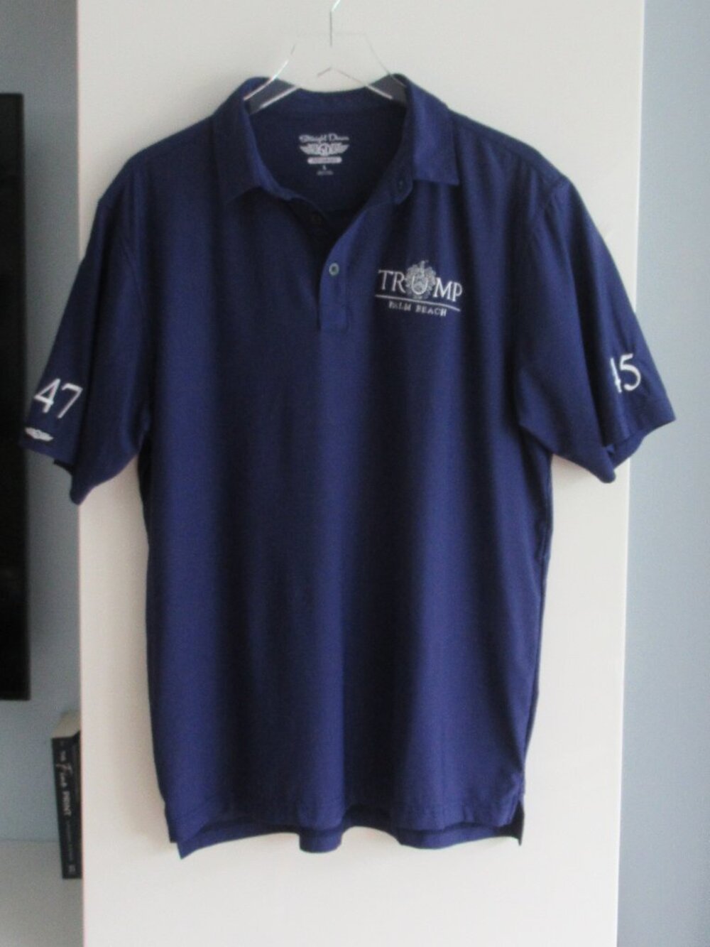 Mens L Donald Trump International Golf Performance Polo Shirt 45 47 Blue